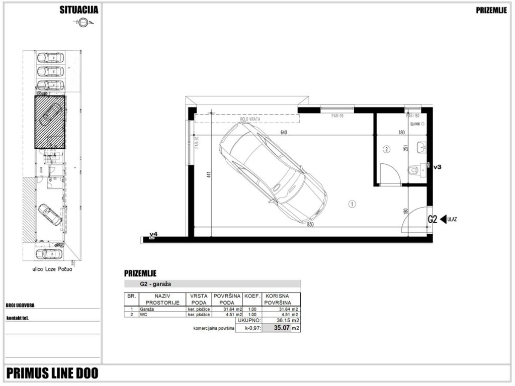 Primus Line - objekat 4, garaža G2 u Laze Pačua 22 - Novi Sad