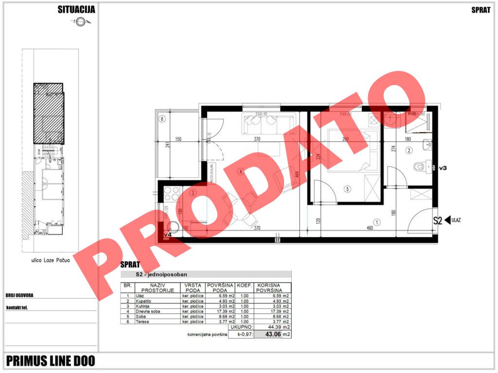Primus Line - objekat 4, stan S2 u Laze Pačua 22 - Novi Sad