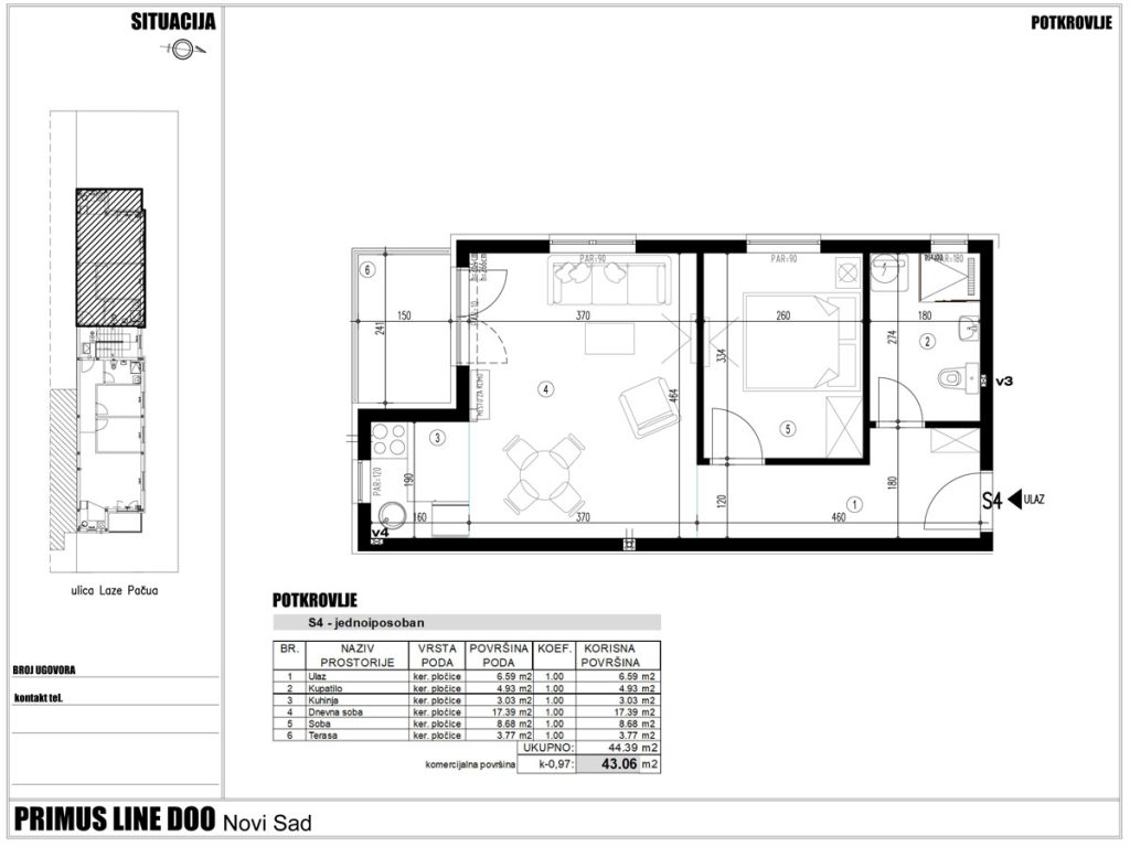 Primus Line - objekat 4, stan S4 u Laze Pačua 22 - Novi Sad