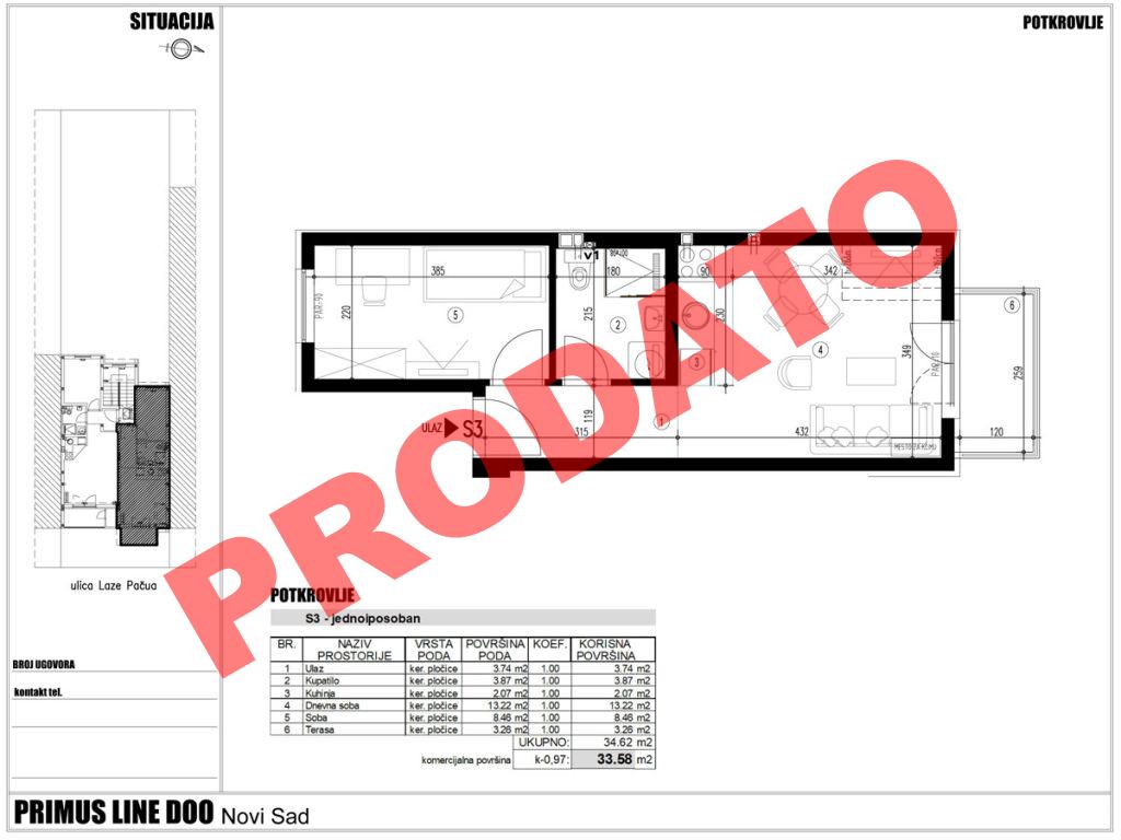 Primus Line - objekat 3, stan S3 u Laze Pačua 22a - Novi Sad