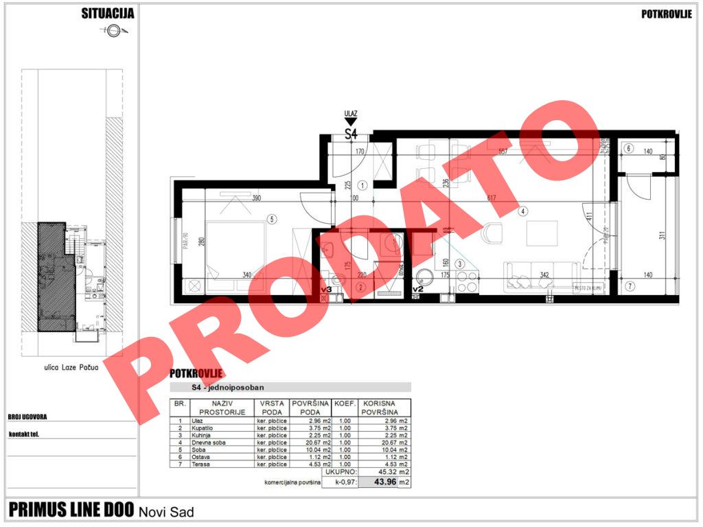 Primus Line - objekat 3, stan S4 u Laze Pačua 22a - Novi Sad