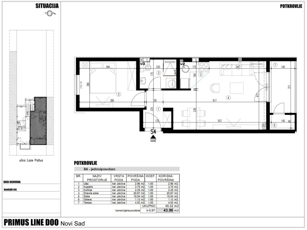 Primus Line - objekat 2, stan S4 u Laze Pačua 24 - Novi Sad
