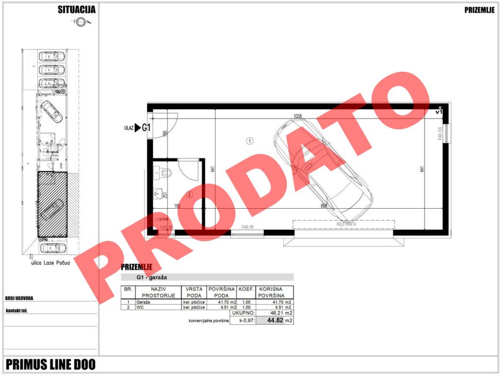Primus Line - objekat 1, garaža G1 u Laze Pačua 24a - Novi Sad