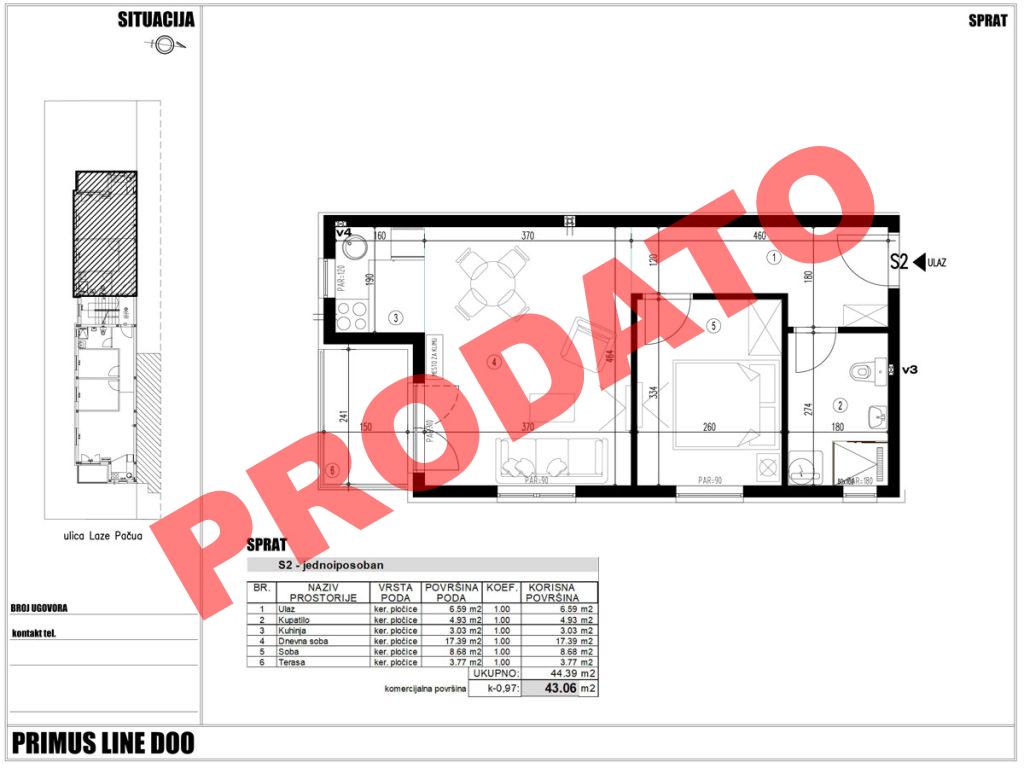 Primus Line - objekat 1, stan S2 u Laze Pačua 24a - Novi Sad