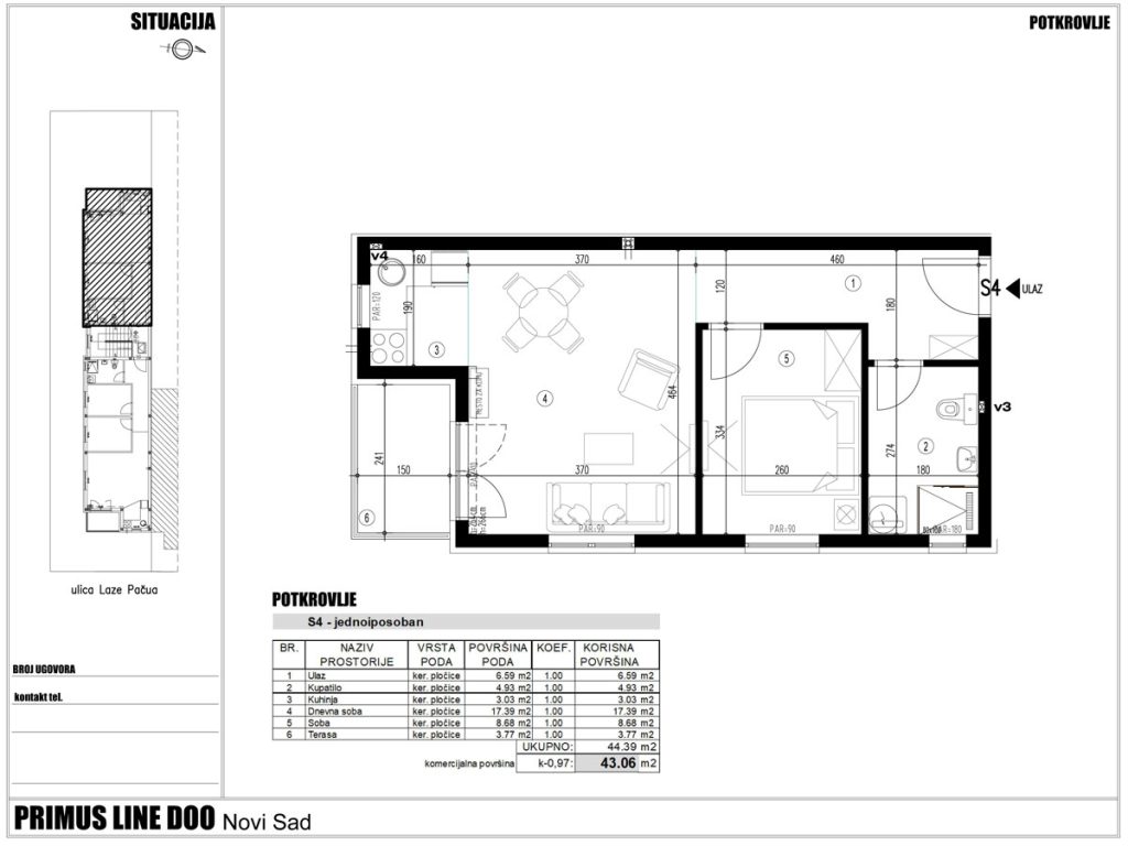 Primus Line - objekat 1, stan S4 u Laze Pačua 24a - Novi Sad