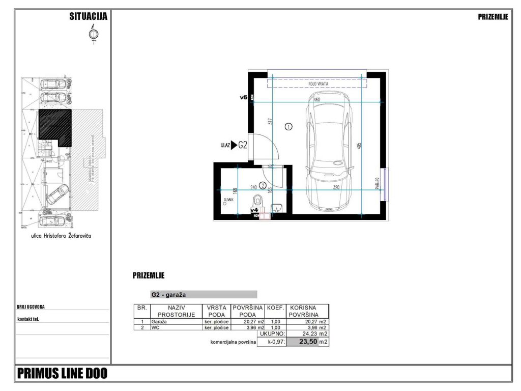 Hristofora Žefarovića objekat 1 Garaža G2